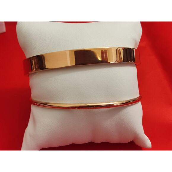 Set Of 3 Bracelet Michael Kors Logo Rose Gold & Dusty Rose Enamel Bangle‎ - Picture 7 of 13